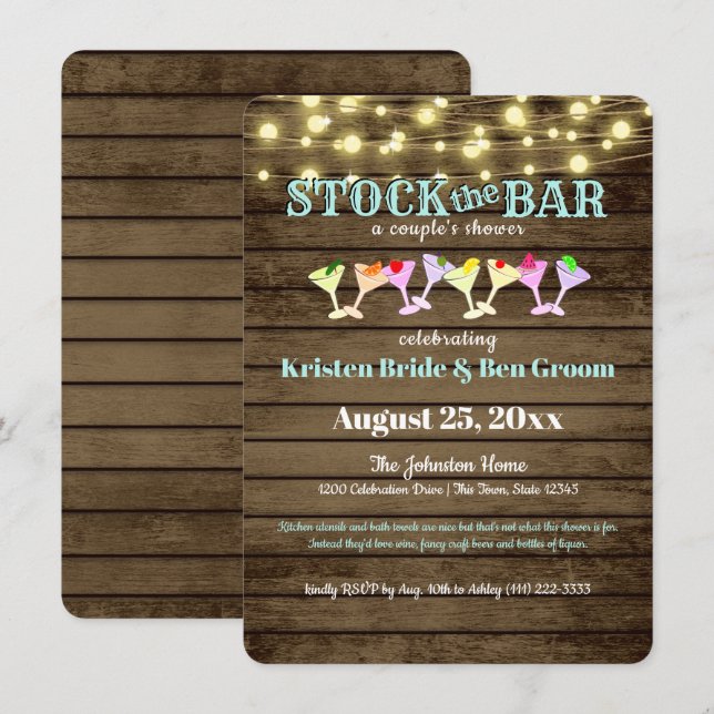 Stock the Bar Shower Invitation (Front/Back)