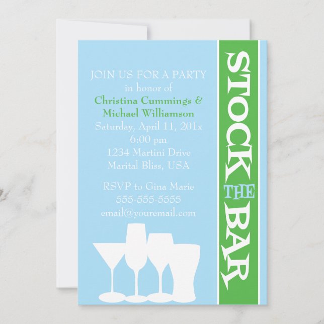 Stock the Bar Shower Invitation (Front)