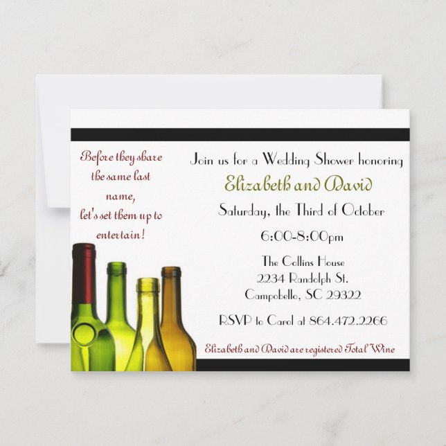 Stock the Bar Shower, Wine Bottle Invitation (Front)