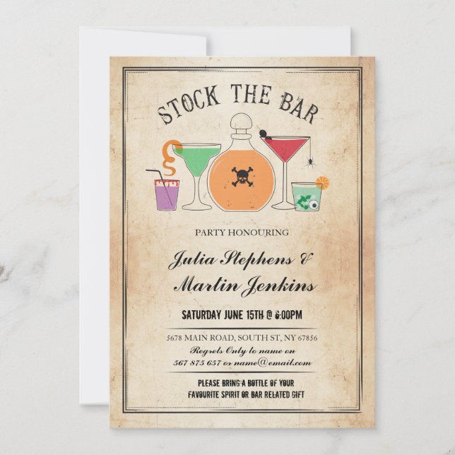 Stock The Bar Spooky Party Engagement Invitation (Front)