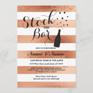 Stock The Bar Stripe Bronze Couple's Party Invite