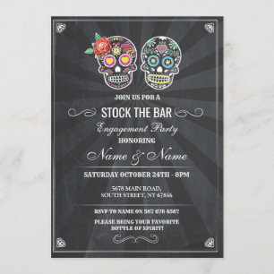 Stock The Bar Sugar Skulls Halloween Chalk Invite