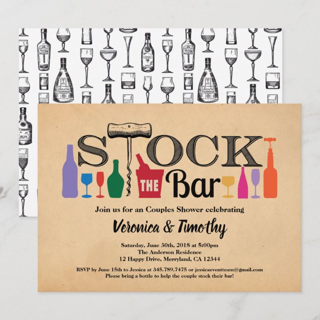 Stock The Bar Vintage Housewarming Invitation (Front/Back)