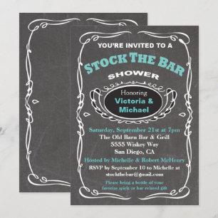Stock the bar wedding shower invitation