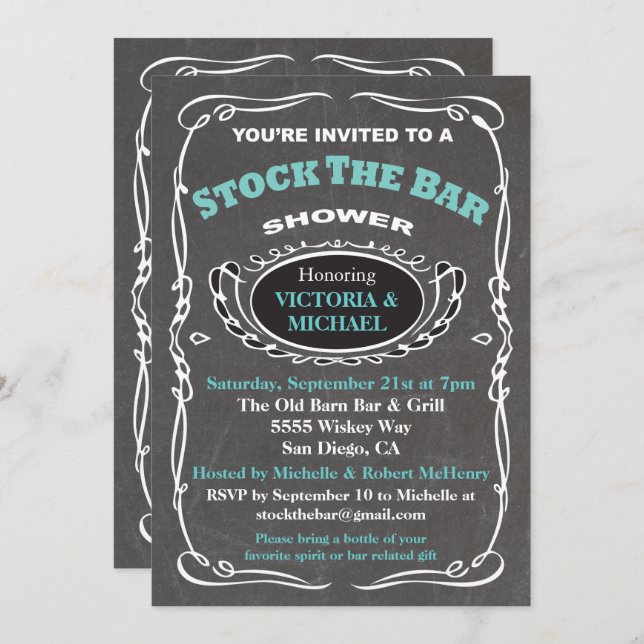Stock the bar wedding shower invitation (Front/Back)