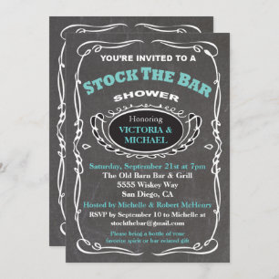 Stock the bar wedding shower invitation