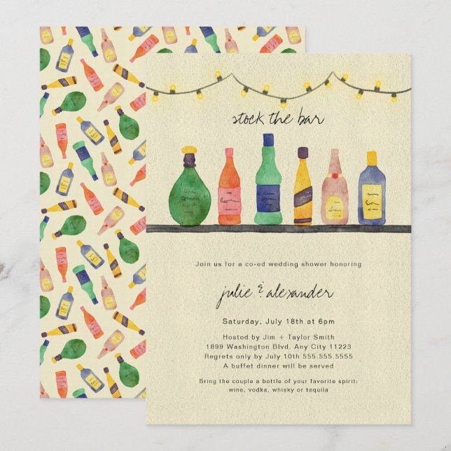 Stock the bar wedding shower invitation (Front/Back)