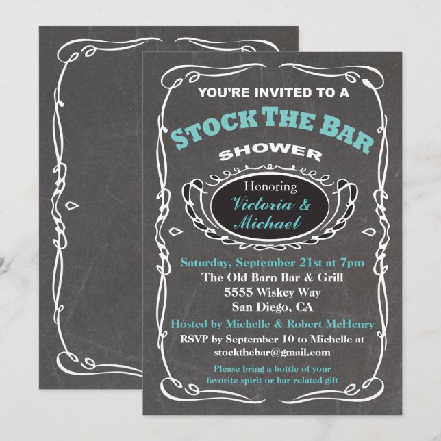 Stock the bar wedding shower invitation (Front/Back)