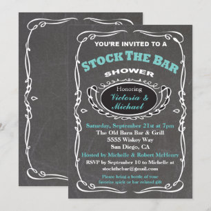 Stock the bar wedding shower invitation
