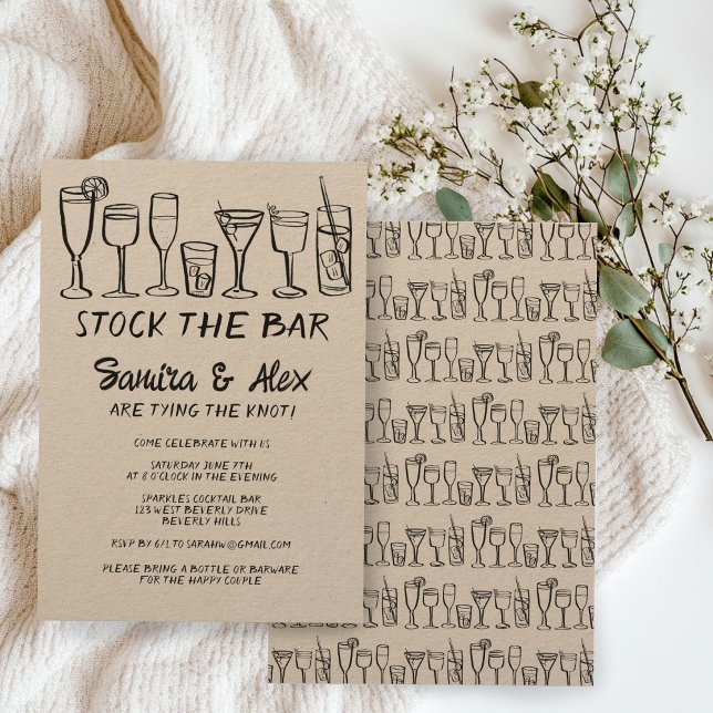 Stock the Bar Whimsical Cocktail Drinks Engagement Invitation (Stock the Bar Whimsical Cocktail Drinks Engagement Invitation
)