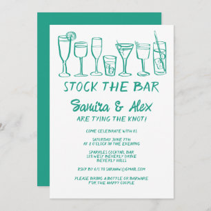 Stock the Bar Whimsical Cocktail Drinks Engagement Invitation