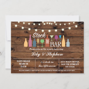 Stock The Bar Wood Engagement Shower Invitation