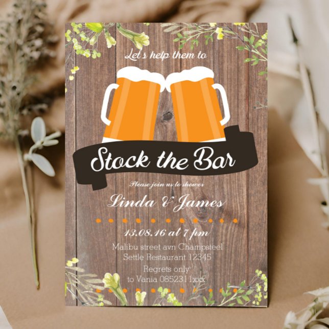 Stock The Bar Wood Invitation (Creator Uploaded)