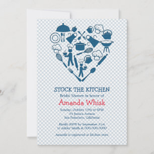 Stock The Kitchen   Blue Bridal Shower Invitation