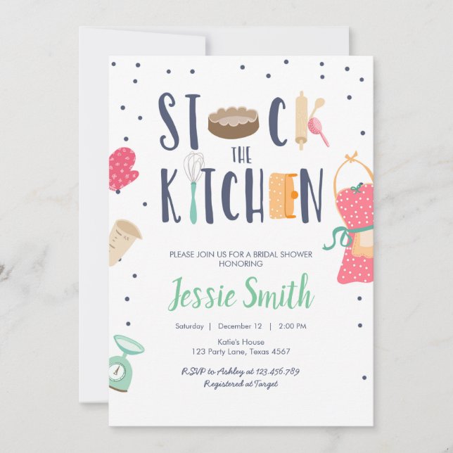 Stock the Kitchen Bridal Shower Cooking Baking Invitation (Front)