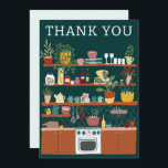 STOCK THE KITCHEN Bridal Shower CUSTOM Cute Thank You Card<br><div class="desc">Hand made art for you! Perfect for a bridal shower, bachelorette party, housewarming or birthday! FULLY CUSTOMIZABLE! Click on “Personalize” above to edit the text. Click "edit using design tool" to adjust the fonts, colors and placements. Blank on the back to handwrite a note THANK YOU FOR SUPPORTING INDEPENDENT ARTISTS!...</div>