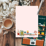 STOCK THE KITCHEN Bridal Shower CUSTOM Cute Thank You Card<br><div class="desc">Hand made art for you! Perfect for a bridal shower, bachelorette party, housewarming or birthday! FULLY CUSTOMIZABLE! Click on “Personalize” above to edit the text. Click "edit using design tool" to adjust the fonts, colors and placements. Blank on the front to handwrite a note. THANK YOU FOR SUPPORTING INDEPENDENT ARTISTS!...</div>