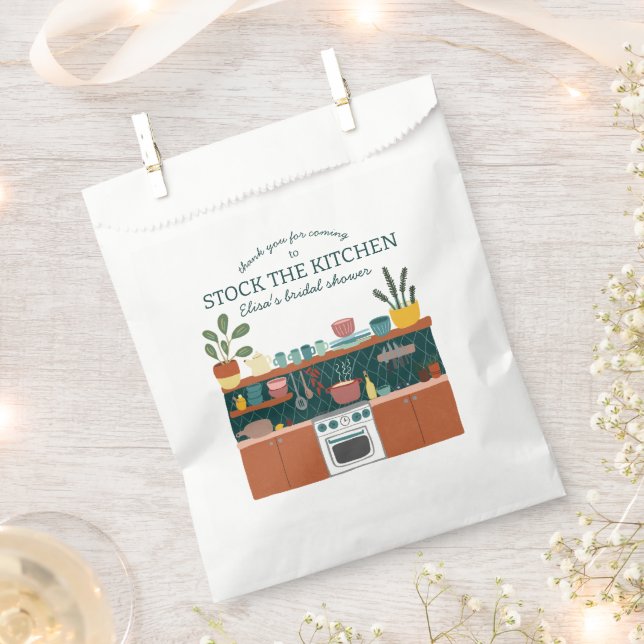 STOCK THE KITCHEN Bridal Shower Cute CUSTOM Favour Bags (Clipped)