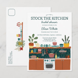 STOCK THE KITCHEN Bridal Shower Cute CUSTOM Invitation Postcard