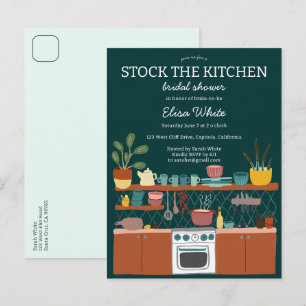 STOCK THE KITCHEN Bridal Shower Cute CUSTOM Invitation Postcard