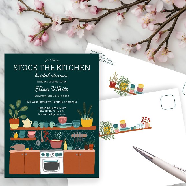 STOCK THE KITCHEN Bridal Shower Cute CUSTOM Invitation Postcard (STOCK THE KITCHEN Bridal Shower Cute CUSTOM Invitation Postcard
)