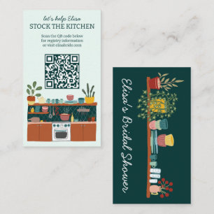 STOCK THE KITCHEN Bridal Shower Cute CUSTOM QR Enclosure Card