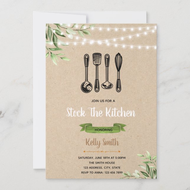 Stock the kitchen bridal shower invitation (Front)