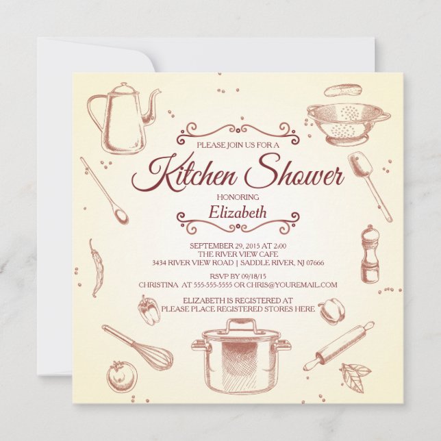 Stock The Kitchen Bridal Shower Invitation (Front)