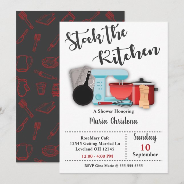 Stock The Kitchen Bridal Shower Invitation (Front/Back)