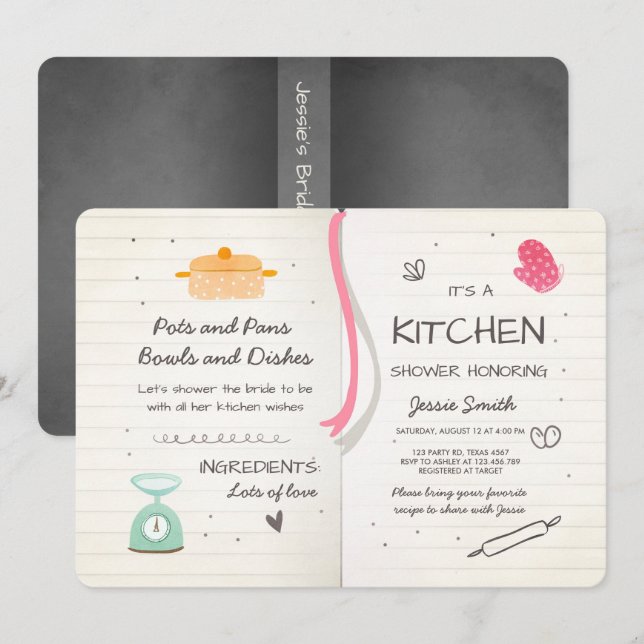 Stock the Kitchen Bridal Shower Invitation Cooking (Front/Back)