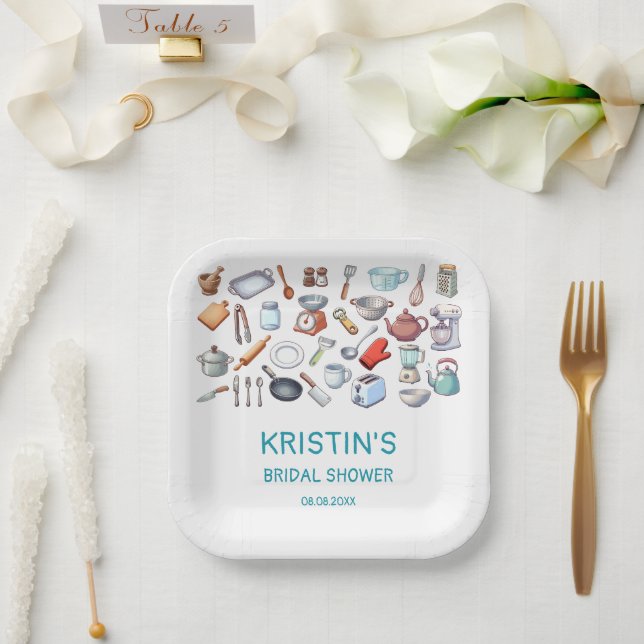 Stock the Kitchen Bridal Shower Kitchen Utensils  Paper Plate (Wedding)
