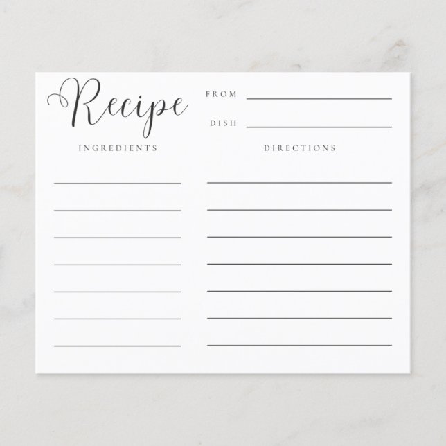 Stock The Kitchen Bridal Shower Recipe Card (Front)