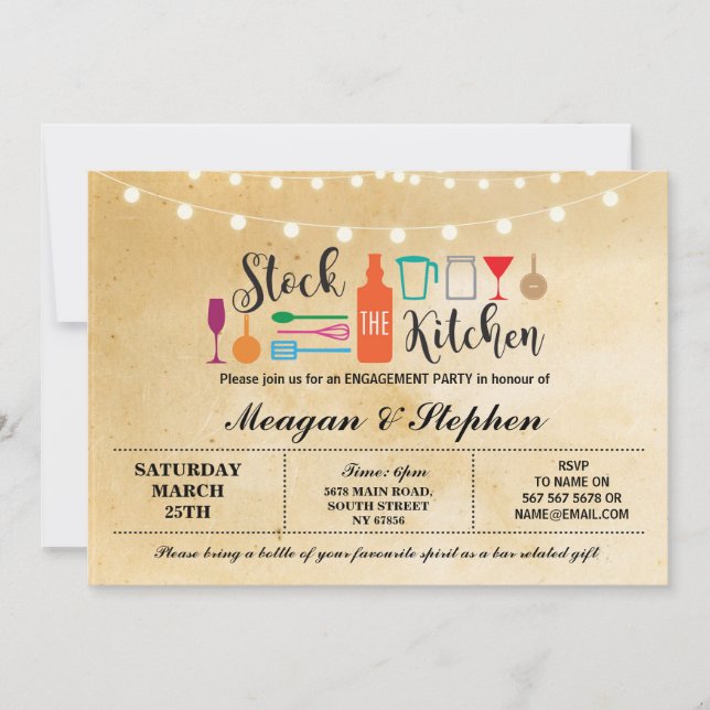 Stock The Kitchen Engagement Party Couples Shower Invitation (Front)