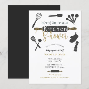 Stock the Kitchen Engagement Shower Modern Minimal Invitation