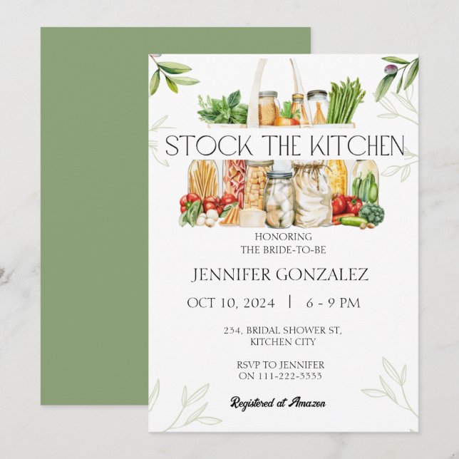 Stock the Kitchen Pantry Cooking Bridal Shower Invitation (Front/Back)