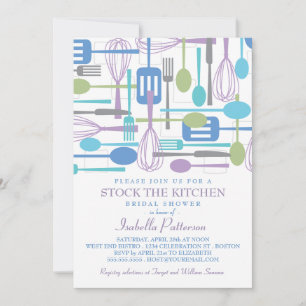 Stock the Kitchen Retro Style Bridal Shower Invitation