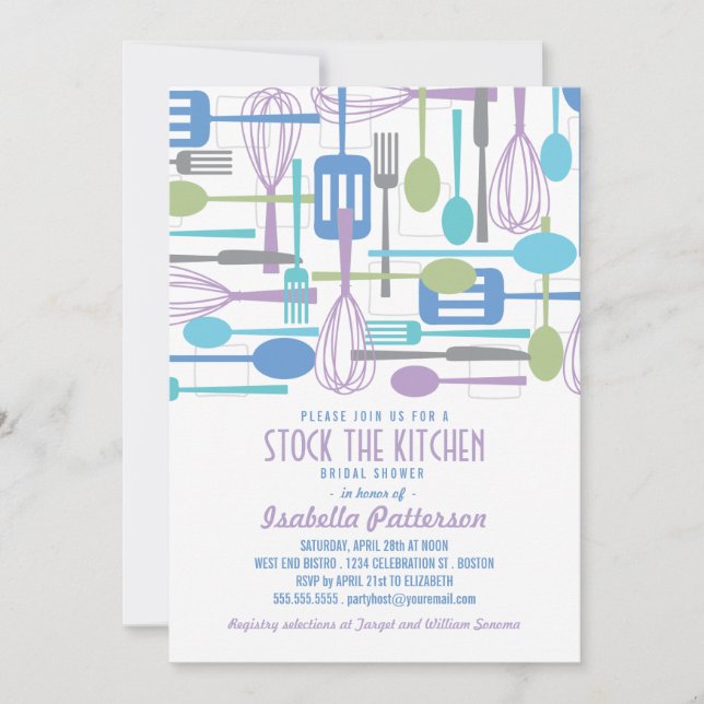 Stock the Kitchen Retro Style Bridal Shower Invitation (Front)