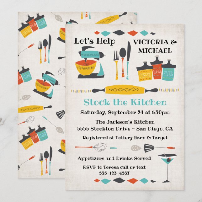 Stock the Kitchen Shower Invitations (Front/Back)