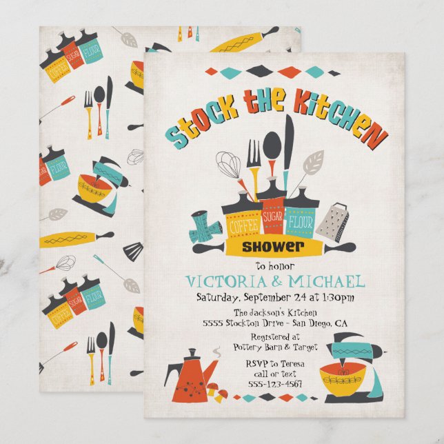 Stock the Kitchen Shower Invitations (Front/Back)