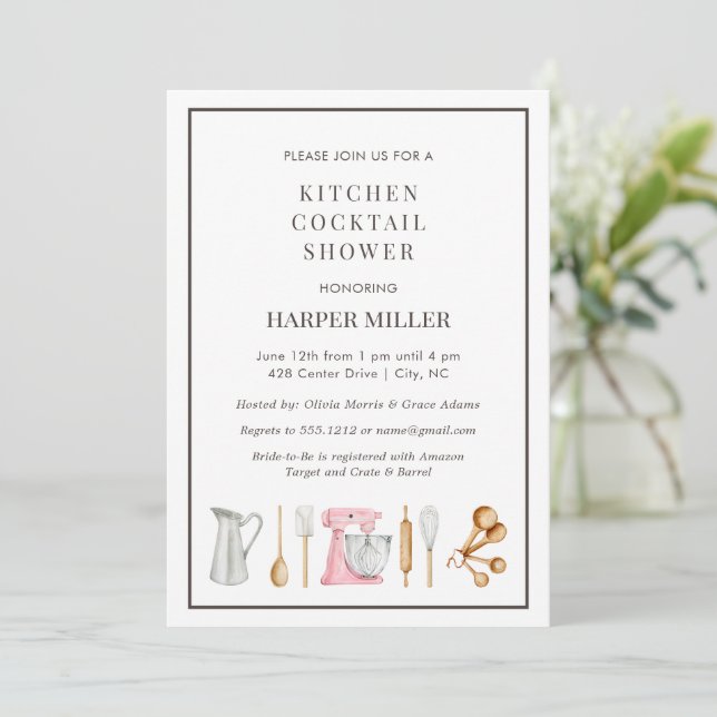 Stock the Kitchen Utensils Bridal Shower Invitation (Standing Front)