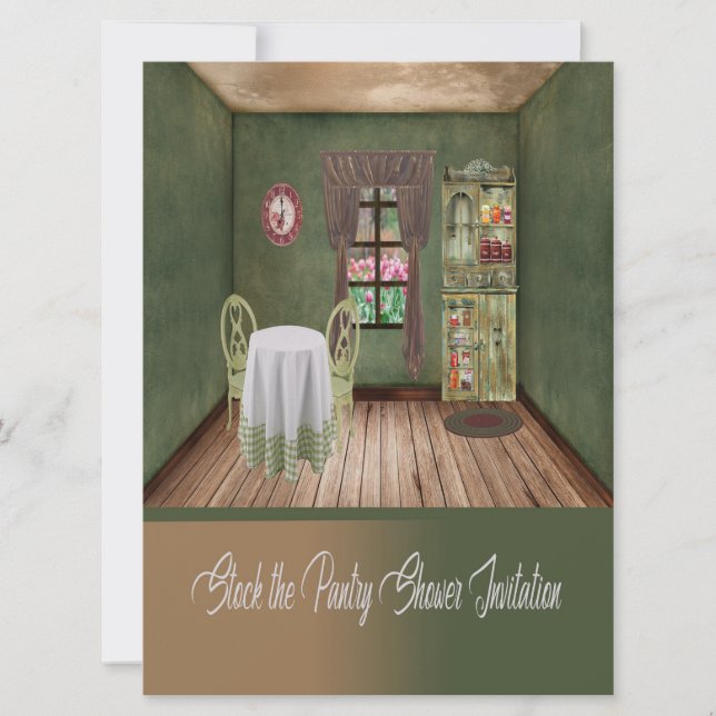 Stock the Pantry Shower Invitation. Cosy Room Invitation (Front)
