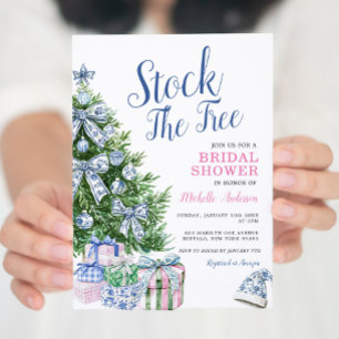 Stock The Tree Christmas Chinoiserie Bridal Shower Invitation