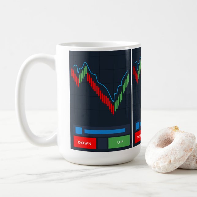 Stock Trader Coffee Mug With Candlestick Chart (With Donut)