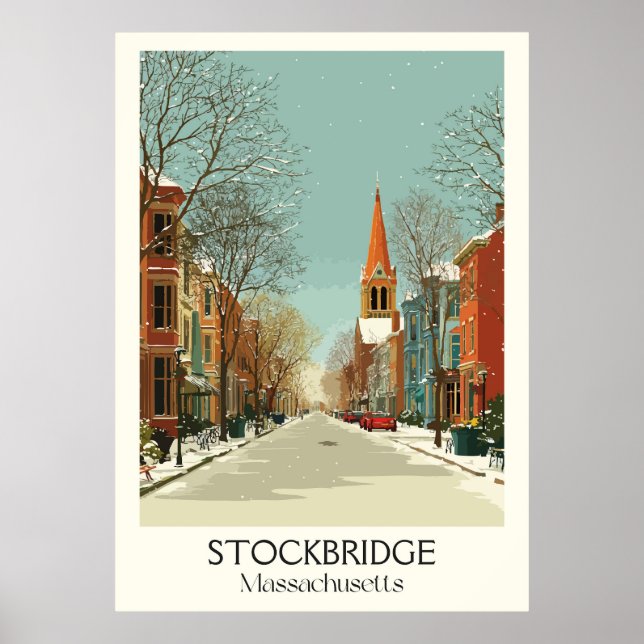 Stockbridge MA Vintage Main Street Fall Art Poster (Front)
