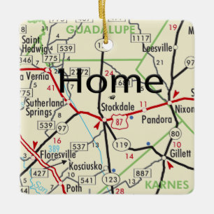 Stockdale TX Map Ceramic Ornament