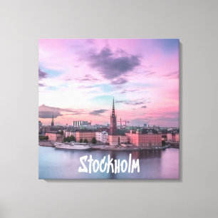 Stockholm Capital of Sweden Night Skyline Canvas Print