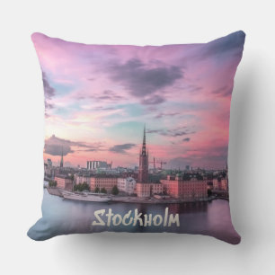 Stockholm Capital of Sweden Night Skyline Cushion