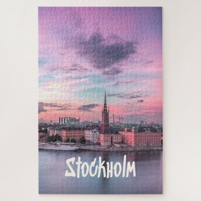 Stockholm Capital of Sweden Night Skyline Jigsaw Puzzle (Vertical)