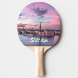 Stockholm Capital of Sweden Night Skyline Ping Pong Paddle