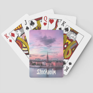 Stockholm Capital of Sweden Night Skyline Playing Cards